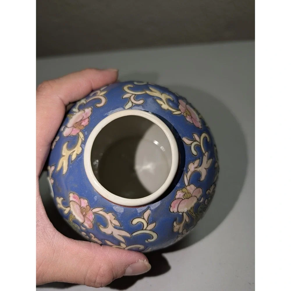 Vintage Ginger Jar Porcelain Floral Dragon Famille‎ Rose Asian China Spice Jar